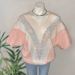 v i n t a g e :: Dreamy Textured Pastel Granny Knit Sweater